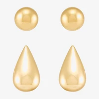 Silver Addiction Womens 14K Gold Over Silver 2 Pair Earring Set