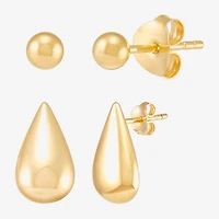 Silver Addiction Womens 14K Gold Over Silver 2 Pair Earring Set
