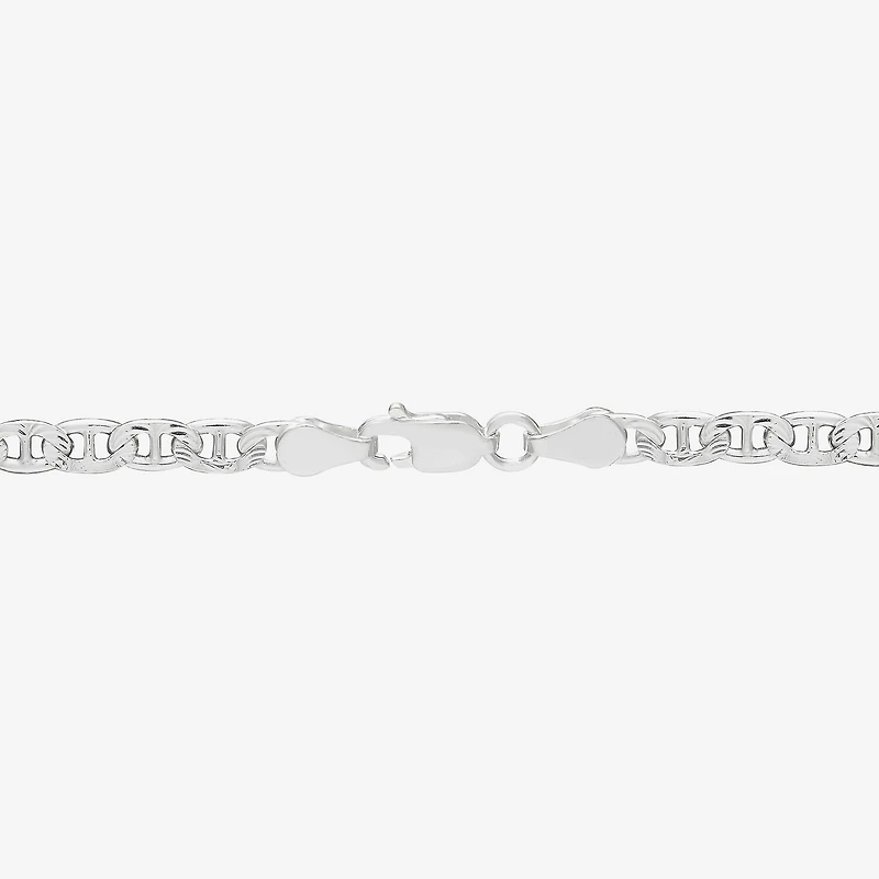 Made in Italy Womens Sterling Silver 7.5 Inch Solid Mariner Chain Bracelet