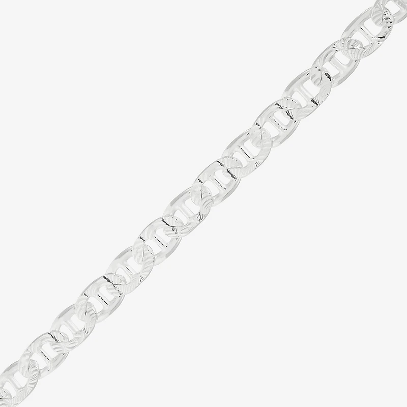 Made in Italy Womens Sterling Silver 7.5 Inch Solid Mariner Chain Bracelet