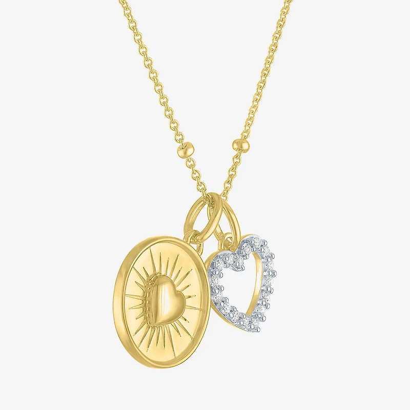 G-H / Si2-I1) Womens 1/10 CT. T.W. Lab Grown White Diamond 14K Gold Over Silver Heart 18 Inch Pendant Necklace