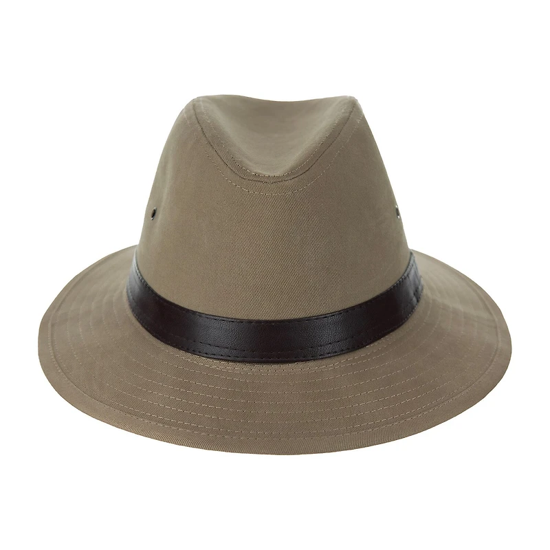 Biltmore Faux Leather Trim Cotton Canvas Safari Mens Hat