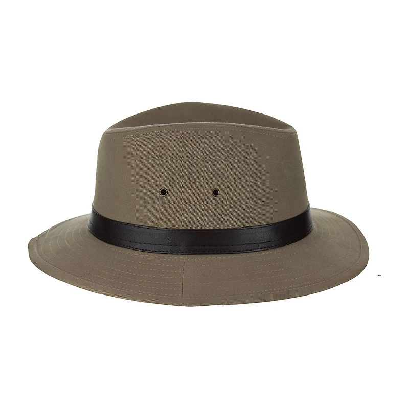 Biltmore Faux Leather Trim Cotton Canvas Safari Mens Hat