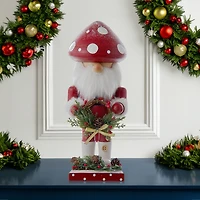 Kurt Adler 9" Wooden Mushroom Santa Christmas Nutcracker