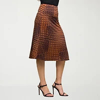 24seven Comfort Apparel Womens Mid Rise A-Line Skirt