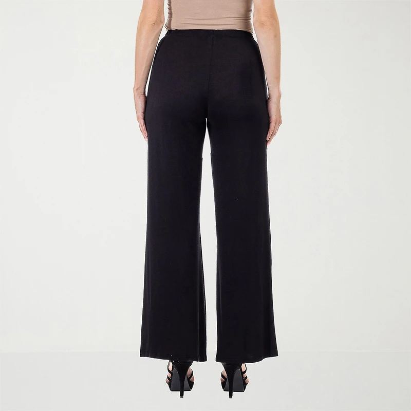 24seven Comfort Apparel Womens Mid Rise Wide Leg Palazzo Pant