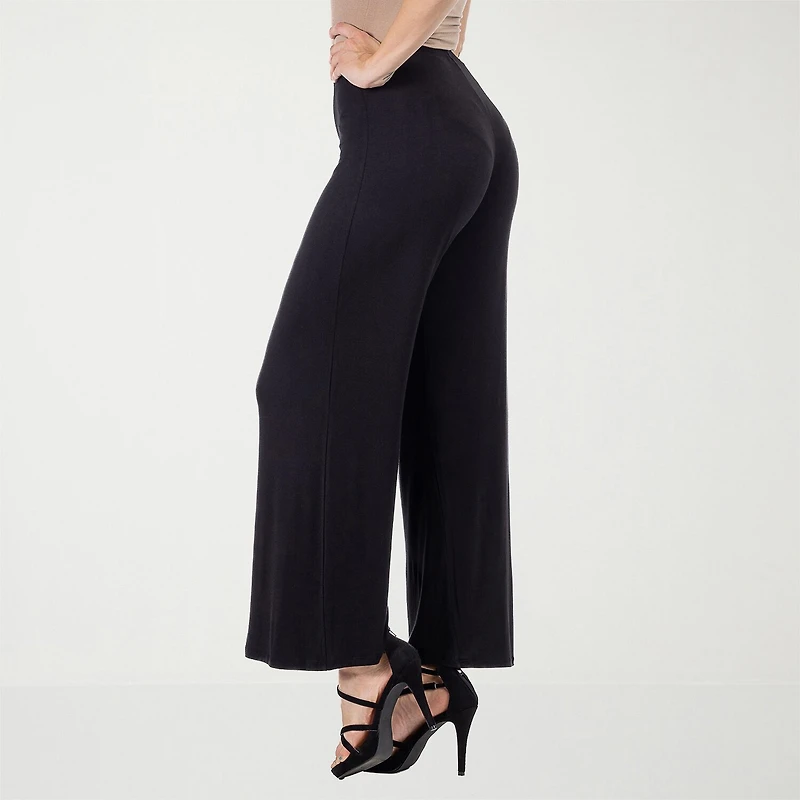 24seven Comfort Apparel Womens Mid Rise Wide Leg Palazzo Pant