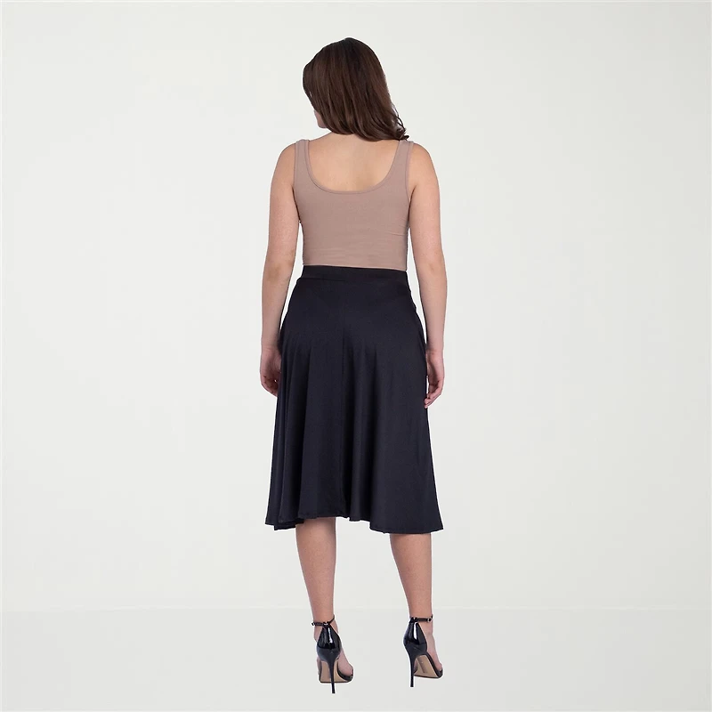 24seven Comfort Apparel Womens Stretch Fabric Mid Rise Pleated Skirt