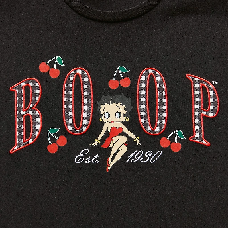 Womens Juniors Crew Neck Short Sleeve Oversized Betty Boop Graphic T-Shirt