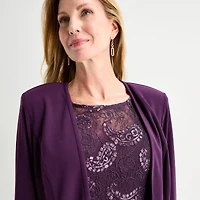 Maya Brooke Womens Fitted Applique Jacket Dress