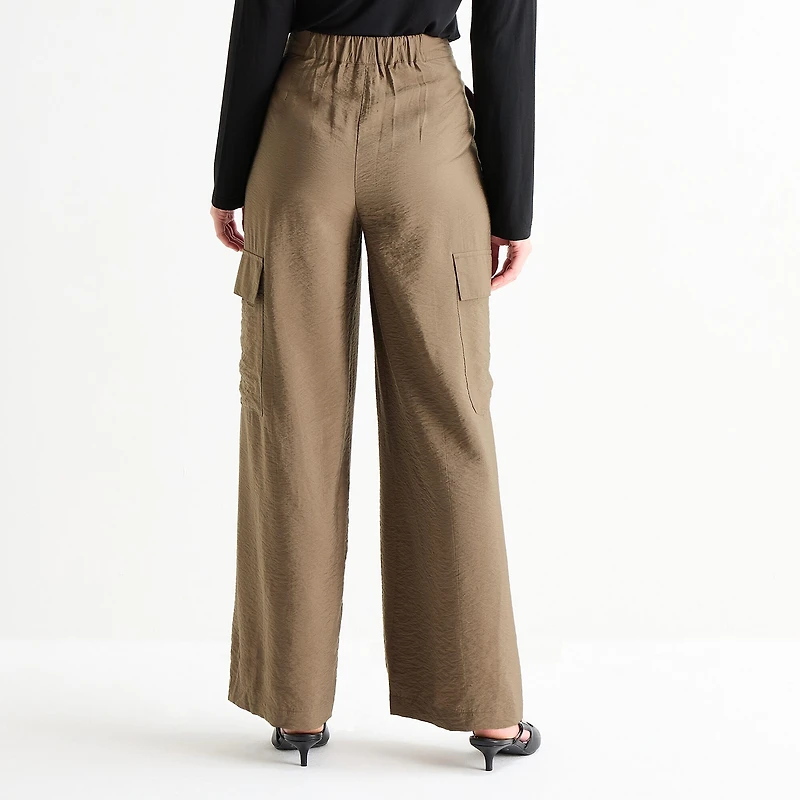 Worthington Womens Wide Leg Cargo Pant