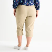 St. John's Bay Womens Plus Secretly Slender Skinny Mid Rise Capri Pant
