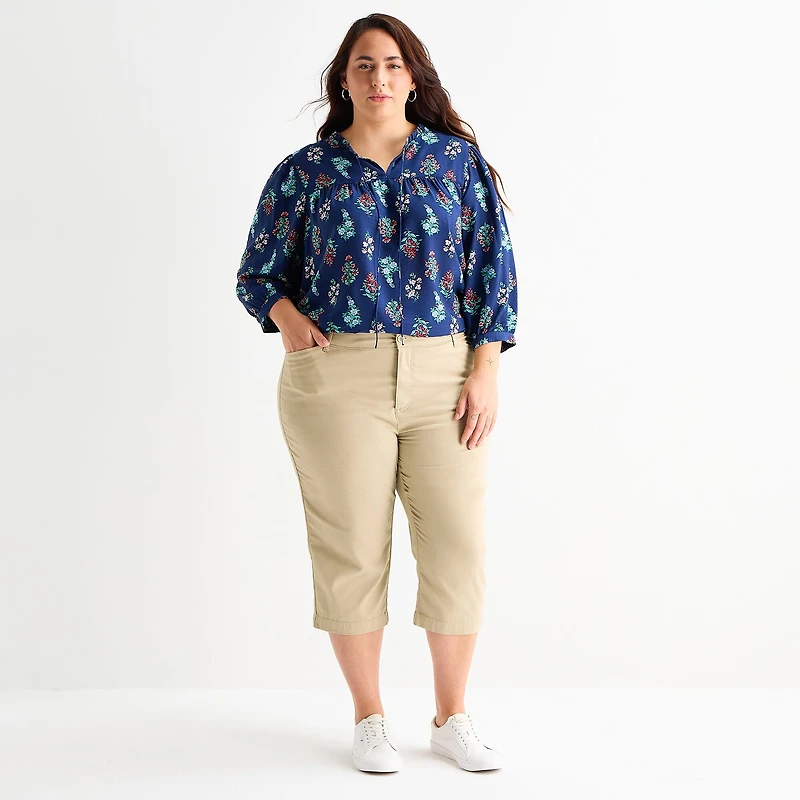 St. John's Bay Womens Plus Secretly Slender Skinny Mid Rise Capri Pant