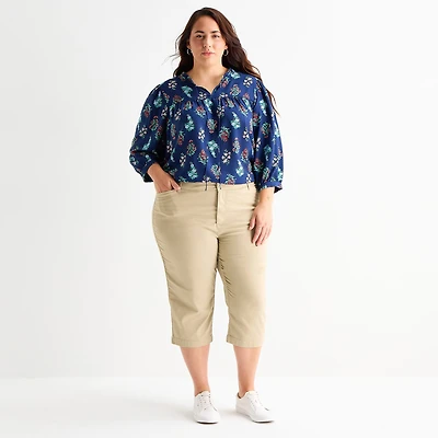 St. John's Bay Womens Plus Secretly Slender Skinny Mid Rise Capri Pant