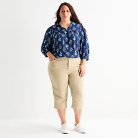 St. John's Bay Womens Plus Secretly Slender Skinny Mid Rise Capri Pant
