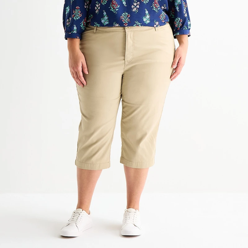 St. John's Bay Womens Plus Secretly Slender Skinny Mid Rise Capri Pant
