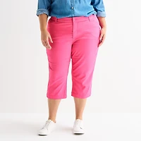 St. John's Bay Womens Plus Secretly Slender Skinny Mid Rise Capri Pant