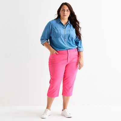 St. John's Bay Womens Plus Secretly Slender Skinny Mid Rise Capri Pant