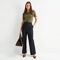Worthington Womens Elbow Sleeve Regular Fit Henley Shirt