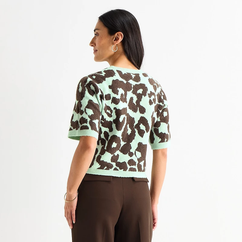 Worthington Womens Crew Neck Short Sleeve Pullover Sweater