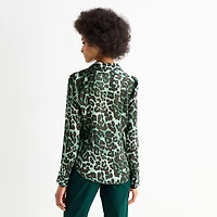 Worthington Womens Cuffed Long Sleeve Regular Fit Button-Down Shirt