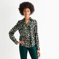 Worthington Womens Cuffed Long Sleeve Regular Fit Button-Down Shirt