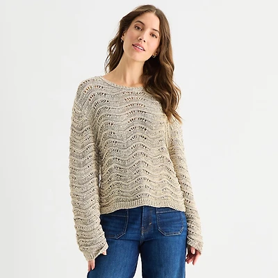 a.n.a Womens Crew Neck Long Sleeve Pullover Sweater
