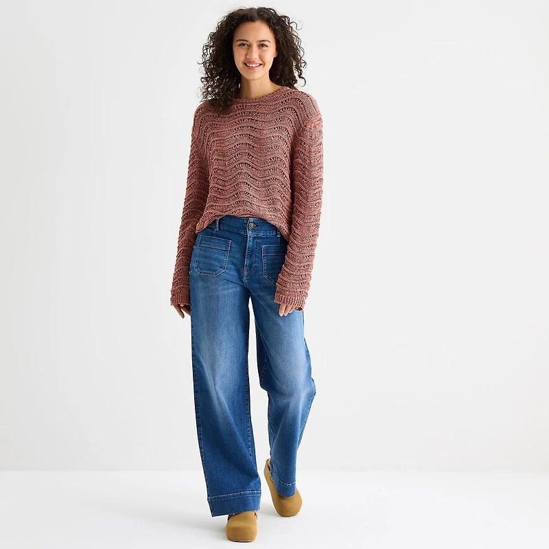 a.n.a Womens Crew Neck Long Sleeve Pullover Sweater