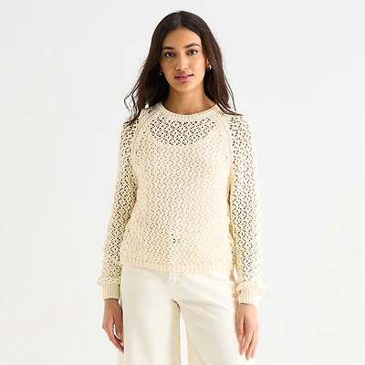 a.n.a Womens Crew Neck Long Sleeve Pullover Sweater