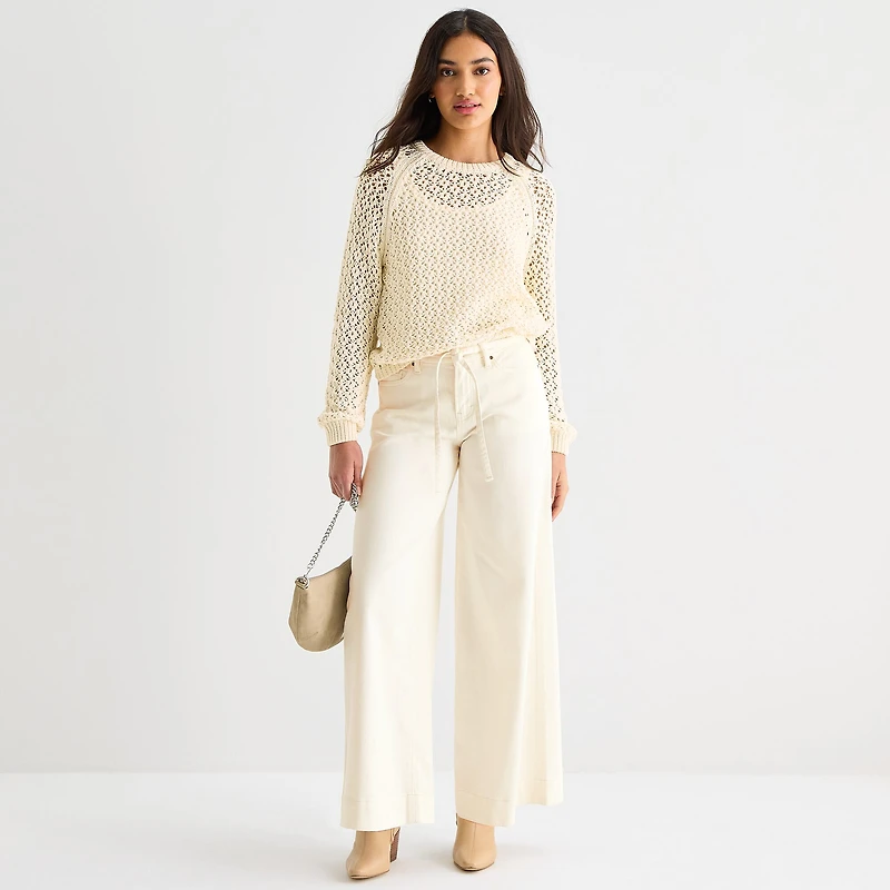 a.n.a Womens Crew Neck Long Sleeve Pullover Sweater
