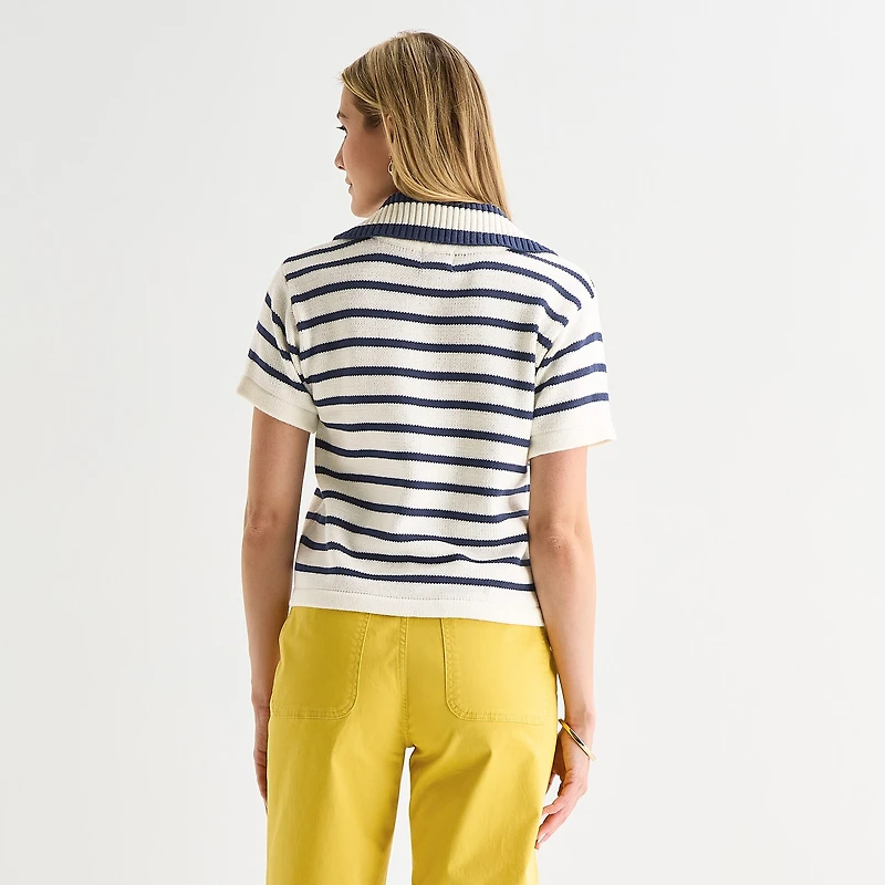 St. John's Bay Womens Short Sleeve Polo Sweater