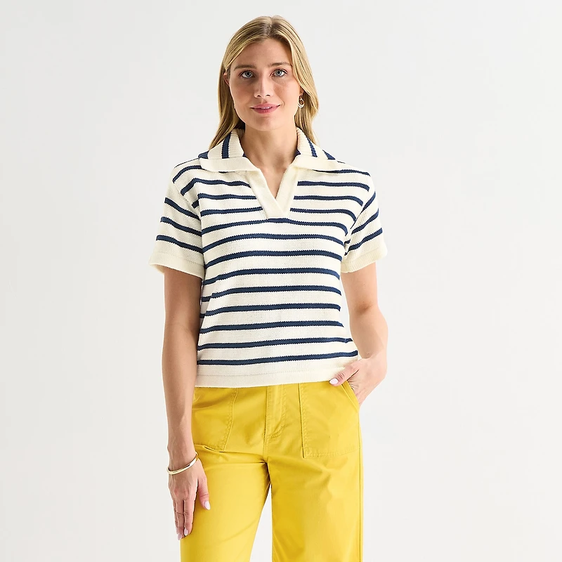 St. John's Bay Womens Short Sleeve Polo Sweater