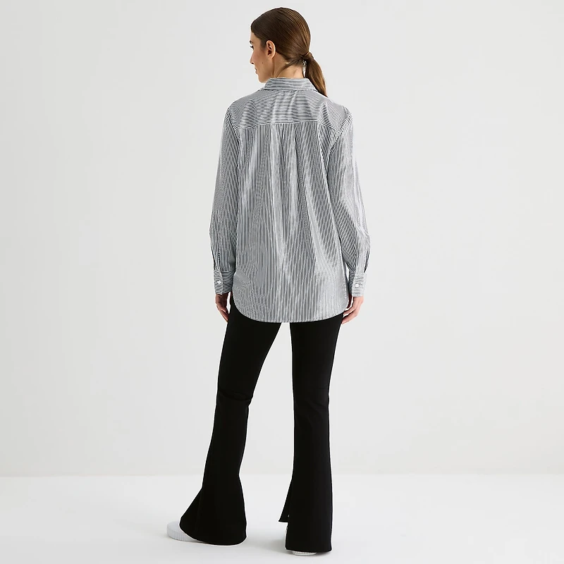 Stylus Womens Cuffed Long Sleeve Oversized Button-Down Shirt