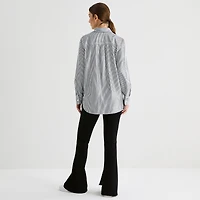 Stylus Womens Cuffed Long Sleeve Oversized Button-Down Shirt