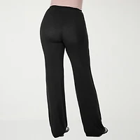 24seven Comfort Apparel Womens Wide Leg Mid Rise Drawstring Pant