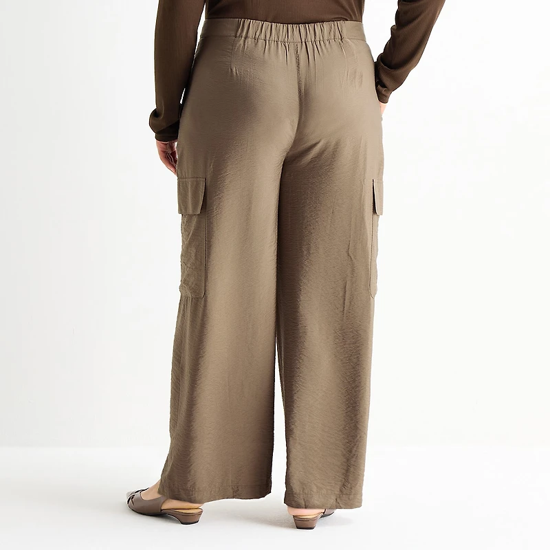 Worthington Womens Plus Straight High Rise Cargo Pant