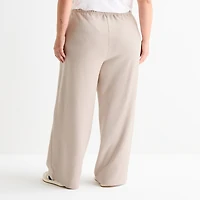 Xersion Womens French Terry Wide Leg Mid Rise Regular Fit Plus Active Pull-On Pant