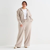 Xersion Womens French Terry Wide Leg Mid Rise Regular Fit Plus Active Pull-On Pant