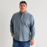 mutual weave Washed Oxford Mens Long Sleeve Classic Fit Big and Tall Button-Down Shirt