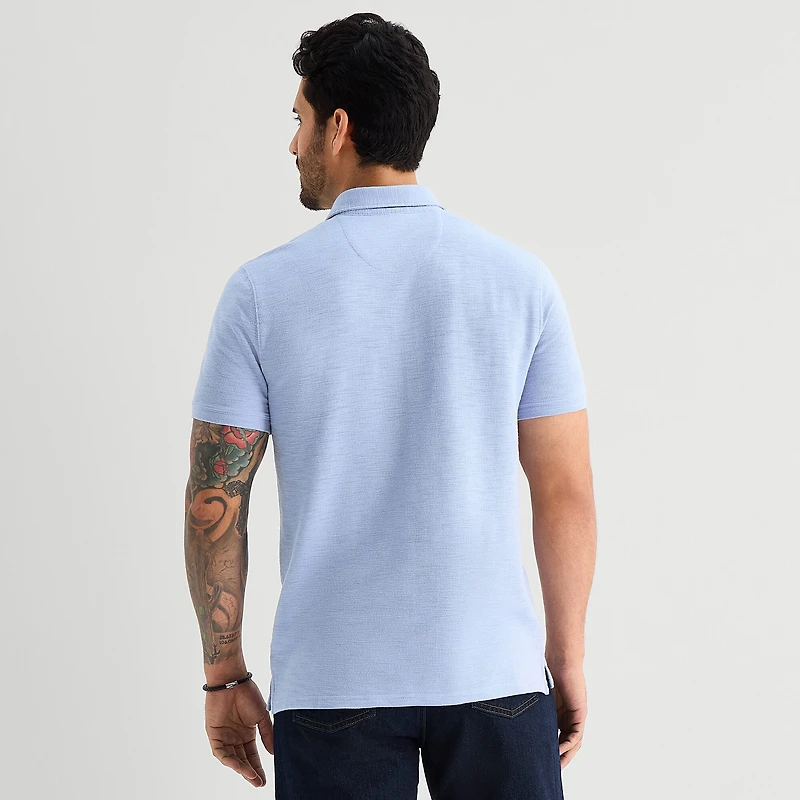 mutual weave Mens Regular Fit Easy-on + Easy-off Adaptive Short Sleeve Polo Shirt