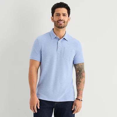 mutual weave Mens Regular Fit Easy-on + Easy-off Adaptive Short Sleeve Polo Shirt