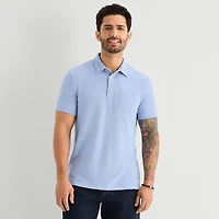 mutual weave Mens Regular Fit Easy-on + Easy-off Adaptive Short Sleeve Polo Shirt