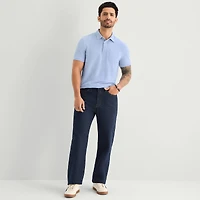 mutual weave Mens Regular Fit Easy-on + Easy-off Adaptive Short Sleeve Polo Shirt