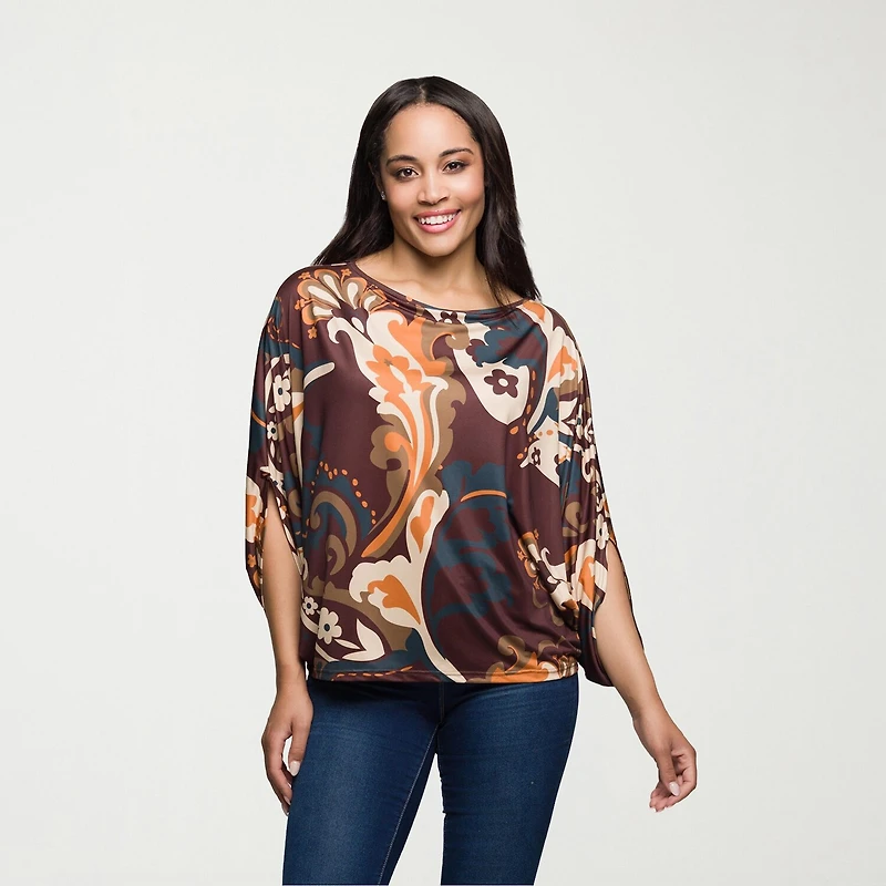 24seven Comfort Apparel Womens Boat Neck Long Sleeve Blouse