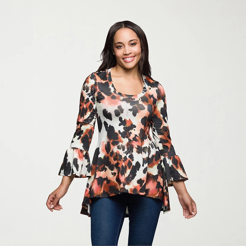 24seven Comfort Apparel Womens Scoop Neck 3/4 Sleeve Tunic Top