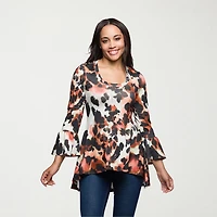 24seven Comfort Apparel Womens Scoop Neck 3/4 Sleeve Tunic Top