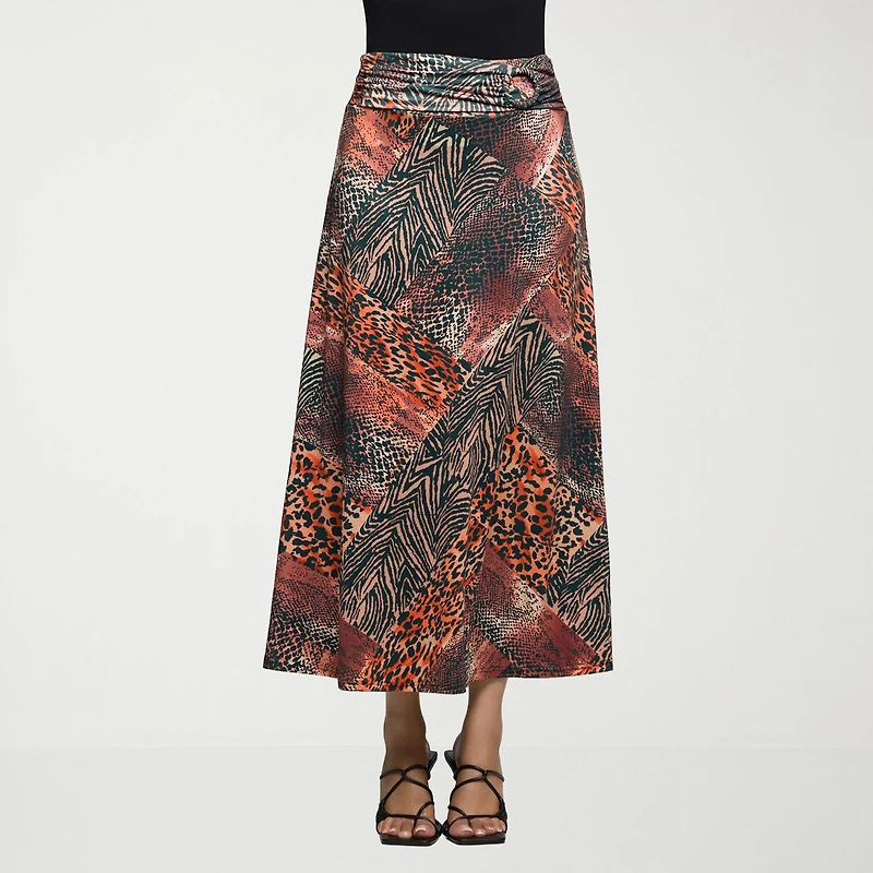 24seven Comfort Apparel Womens Mid Rise Stretch Fabric Pencil Skirt