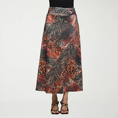 24seven Comfort Apparel Womens Mid Rise Stretch Fabric Pencil Skirt