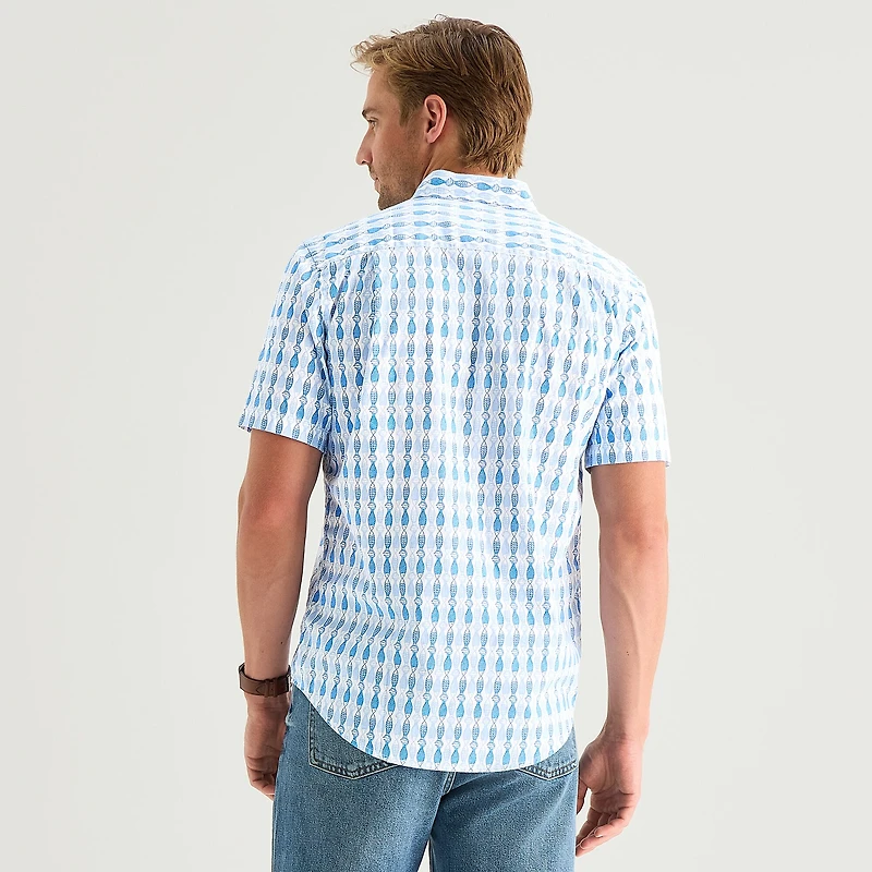 St. John's Bay Stretch Poplin Mens Short Sleeve Classic Fit Button-Down Shirt