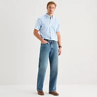 St. John's Bay Stretch Poplin Mens Short Sleeve Classic Fit Button-Down Shirt